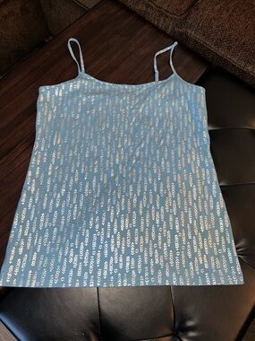 LOFT Light Blue Sequin-Accent Spaghetti Strap Camisole